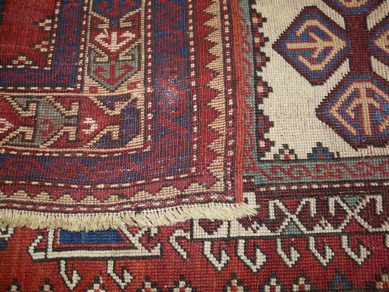 Genuine Antique Hand Knotted Caucasian Kazak Fachralo Prayer Design Rug   100% Wool Pile   209 X 115 Cm (6'10 X 3'10") photo 1500.0