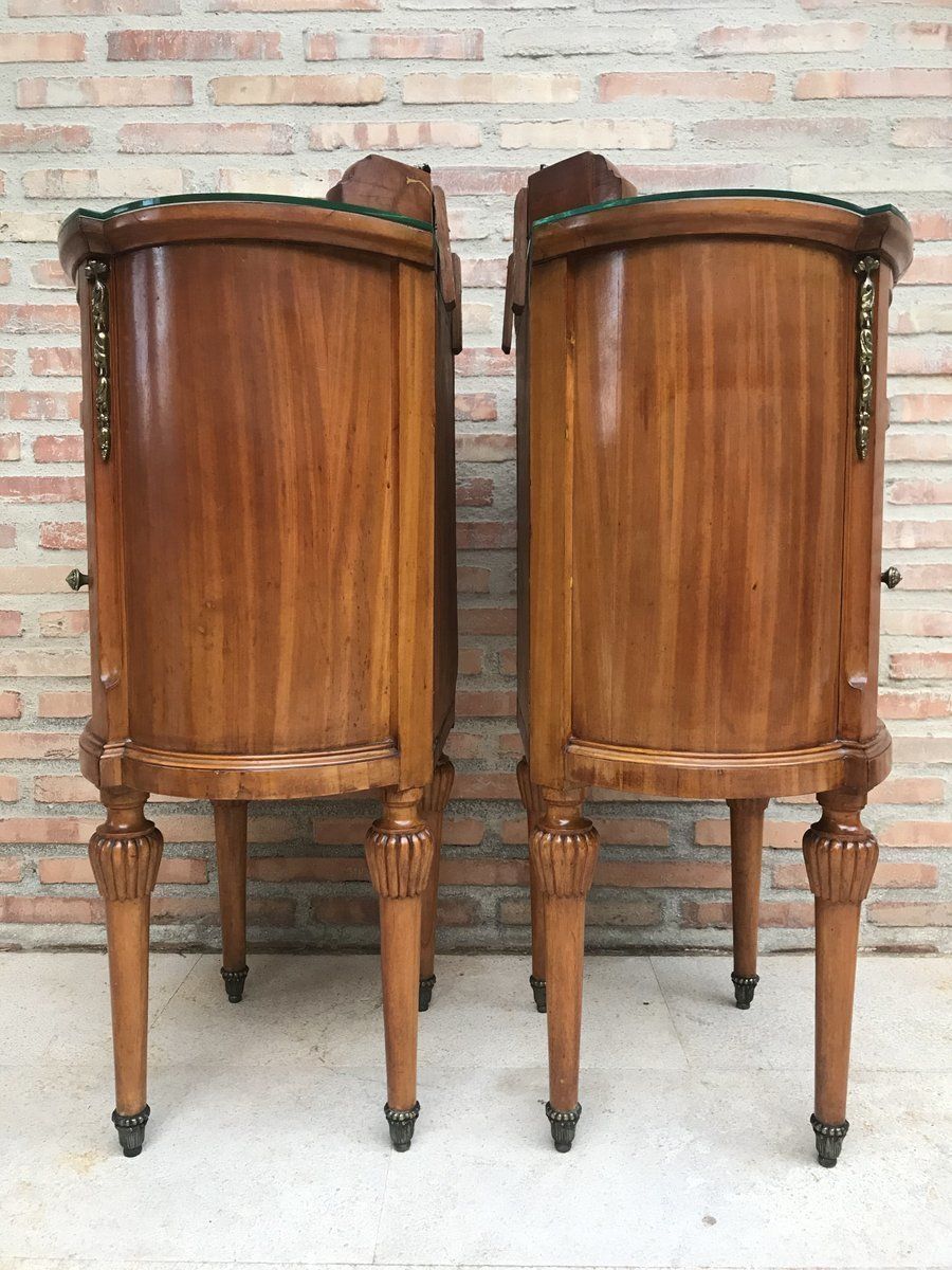Louis XVI Style Metal And Mirror Marquetry Nightstands, 1920s, Set Of 2 photo furniture