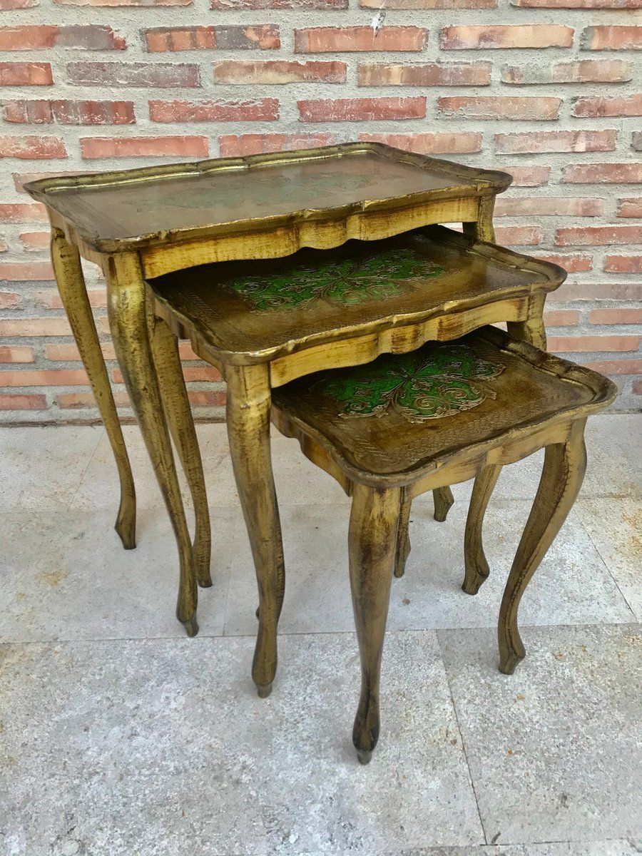 Antique Giltwood And Carved Side Tables With Cabriole Shaped Legs, Set Of 3 photo 2132.0