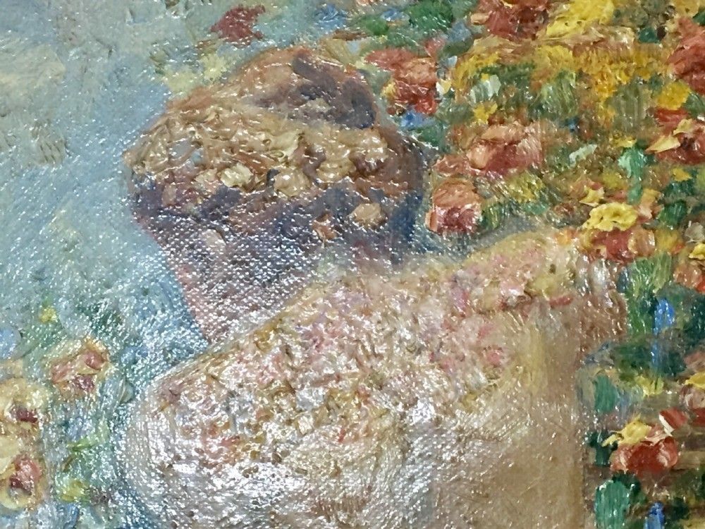 Sarrazin (French, Early 20c) Impressionist Oil Of Young Naked Woman, Dated 1914 photo for sale