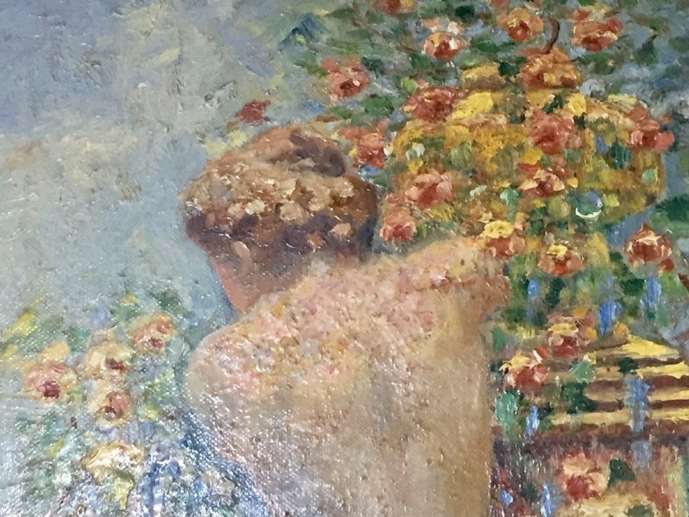 Sarrazin (French, Early 20c) Impressionist Oil Of Young Naked Woman, Dated 1914 photo buy