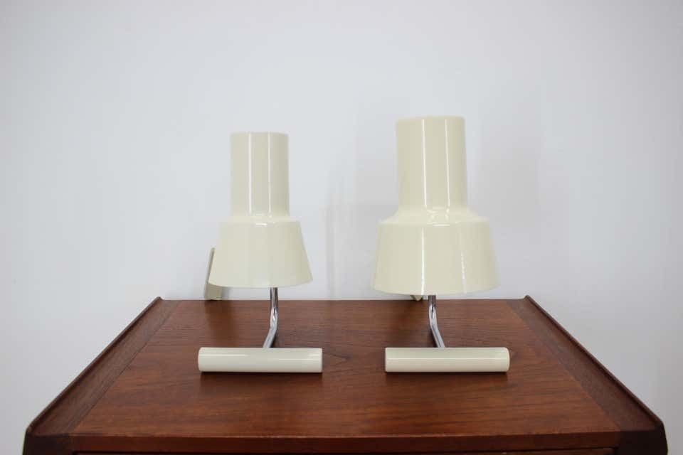Set Of Two Beige Table Lamps Designed By Josef Hůrka For Napako 1970´S photo vinterior