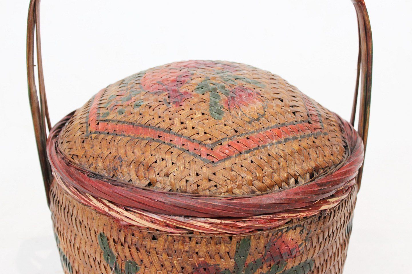 Chinese Bread Basket With Original Red Paint From Around The 1880s. photo for sale
