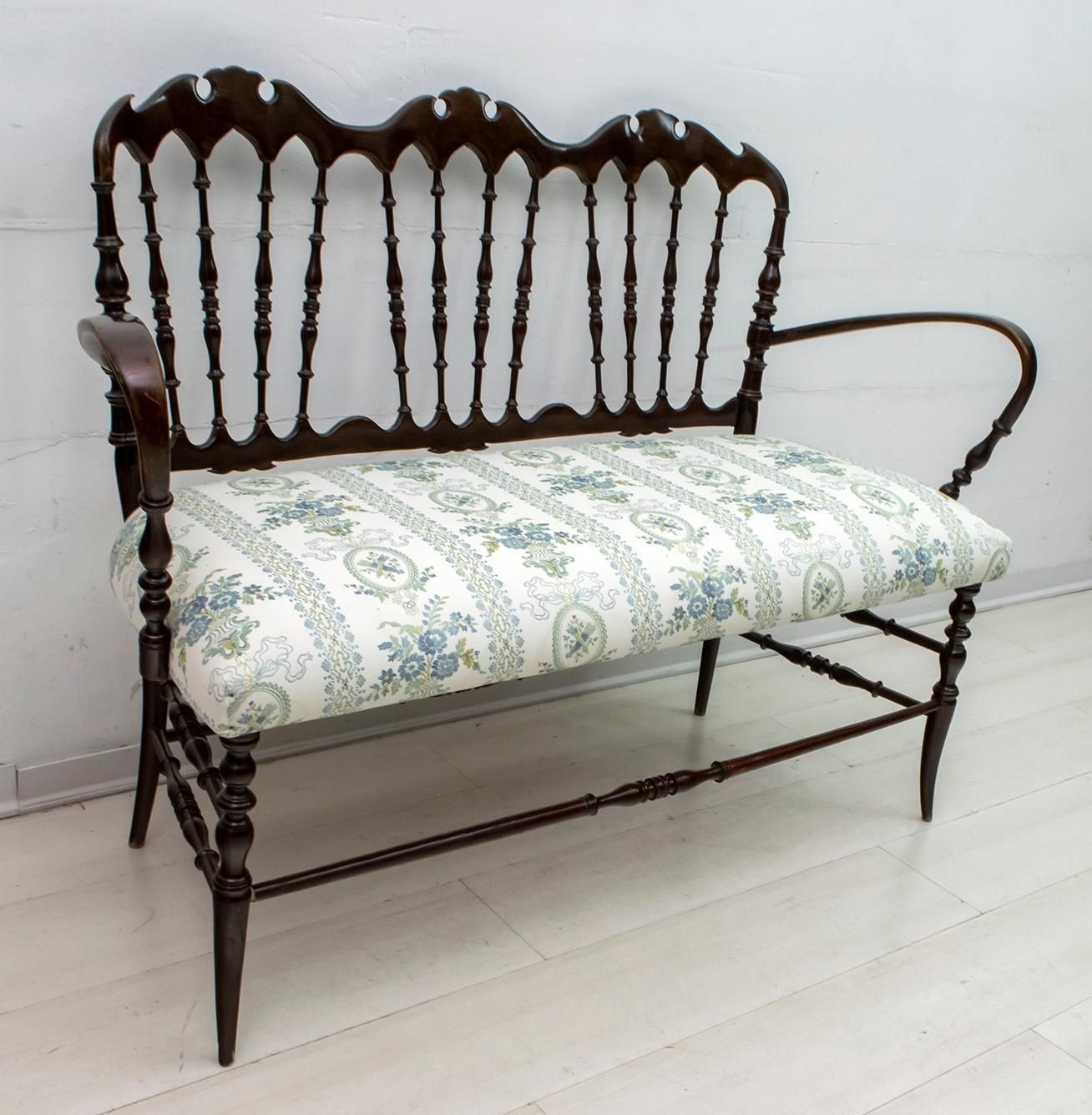 Giuseppe Gaetano Descalzi Mid Century Modern Italian Chiavari Sofa, 1950s photo for sale