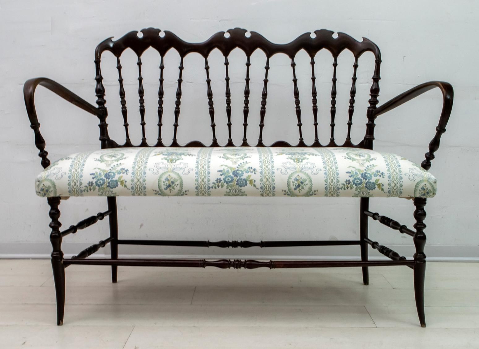 Giuseppe Gaetano Descalzi Mid Century Modern Italian Chiavari Sofa, 1950s photo vinterior