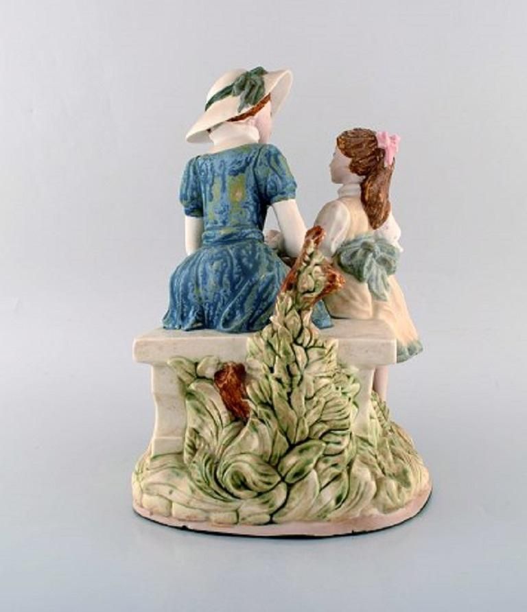 Pal, Spain, Large Sculpture In Glazed Ceramics, Mother With Daughter, 1980s photo 460.0