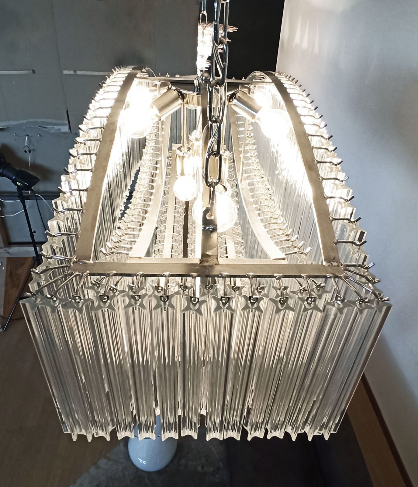 Extraordinary Quadriedri Murano Glass Chandelier   292 Clear Prism Quadriedri   Pagoda photo vinterior