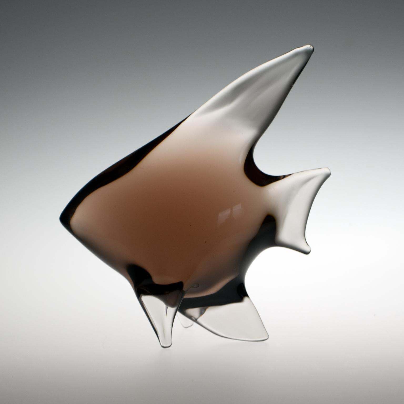 Mid Century Art Glass Fish Sculpture By Miloslav Janku For železný Brod, 1960s photo for sale