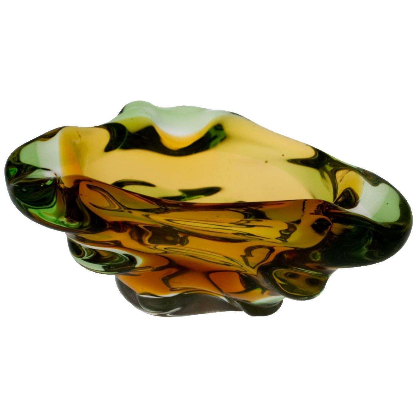 Mid Century Glass Ashtray By Frantisek Zemek For Mstišov Glassworks, 1960s