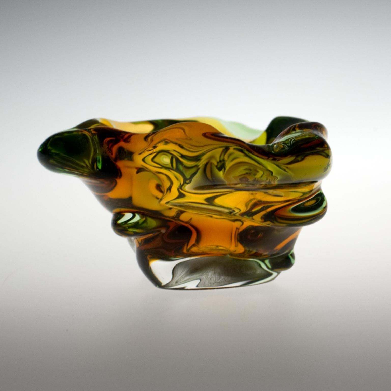 Mid Century Glass Ashtray By Frantisek Zemek For Mstišov Glassworks, 1960s photo for sale