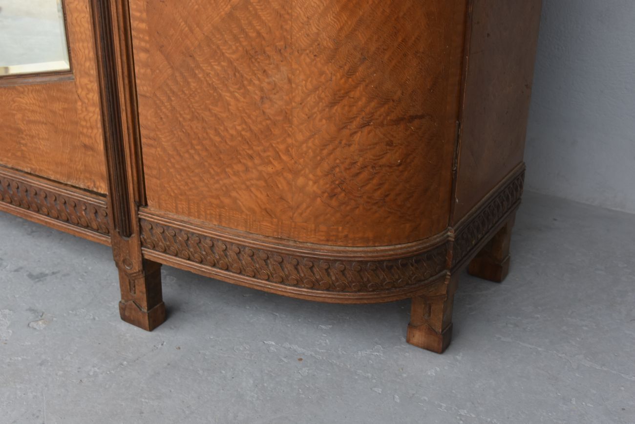 1900 Art Nouveau Mahogany Mirrored Cabinet With Maple Burl photo vintage