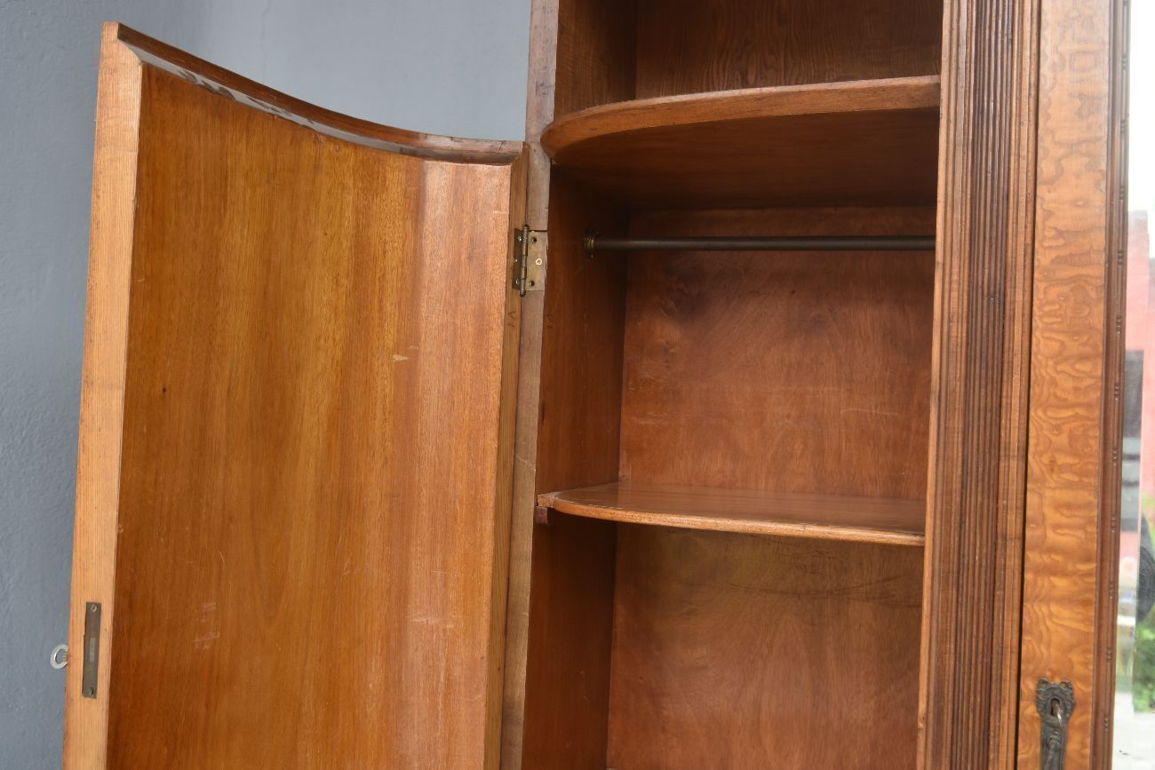 Furniture 1900 Art Nouveau Mahogany Mirrored Cabinet With Maple Burl photo