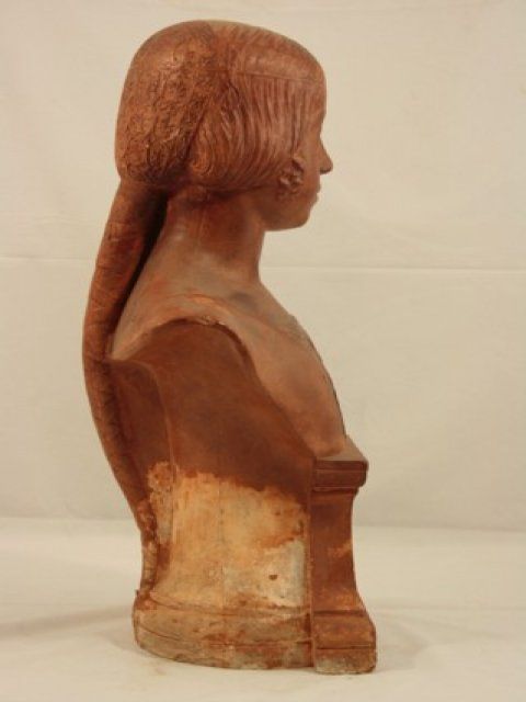 Bust Of A 19th Century Italian Terracotta Woman photo vintage