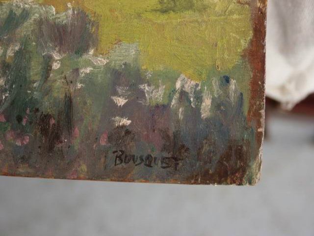 Le Gros Rocher Oil On Cardboard By Bousquet (34 X 26) photo for sale