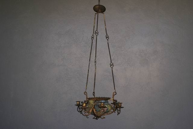Hanging Chandelier In Painted Bronze photo for sale