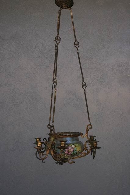 Hanging Chandelier In Painted Bronze photo vintage
