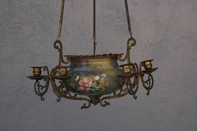 Lighting Hanging Chandelier In Painted Bronze photo