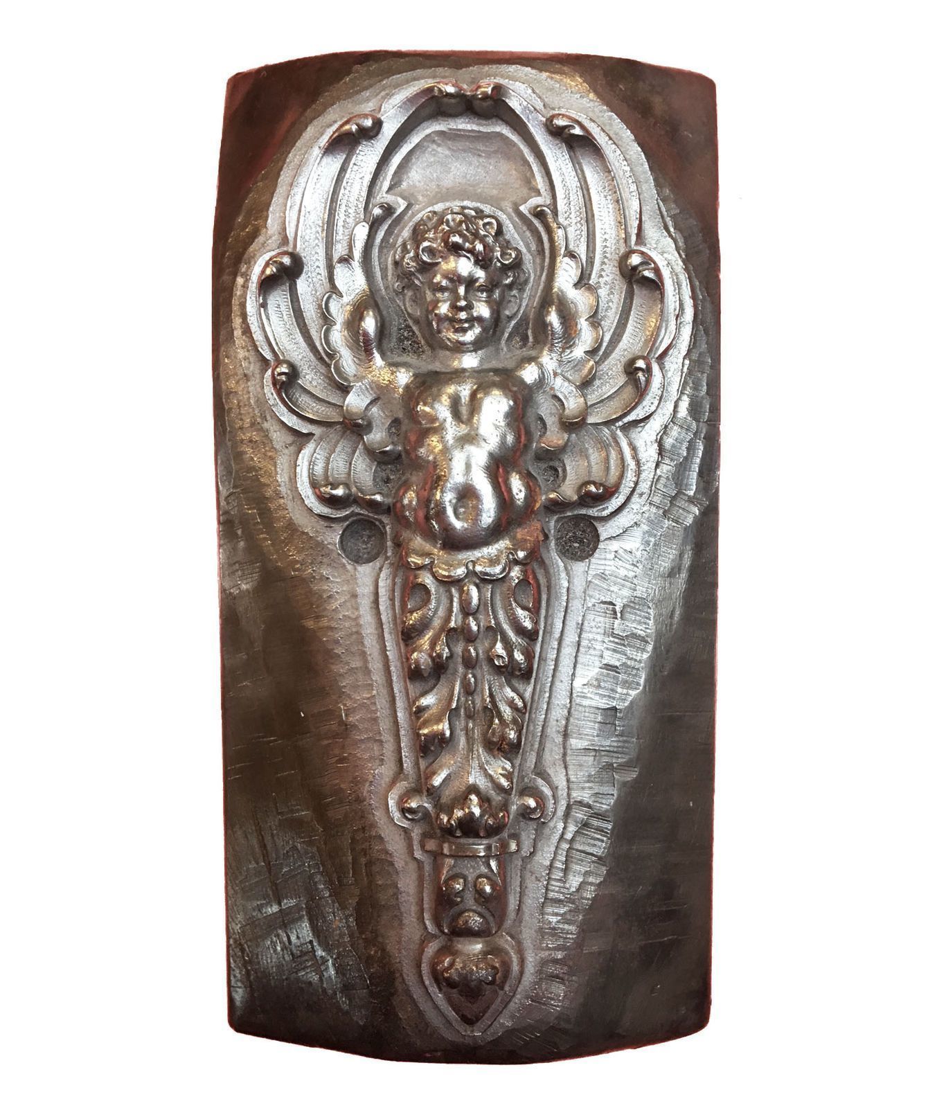Die Stamping Metal Carved By Hand Late Nineteenth Winged Angel