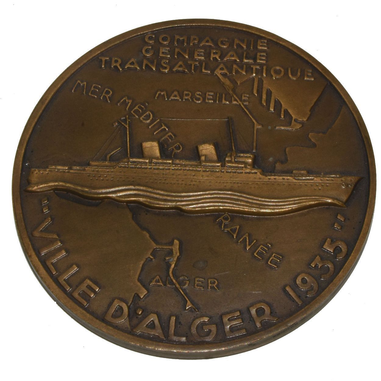 Bronze Medal Compagnie Générale Transatlantique Tribute To The City Of Algiers 1935