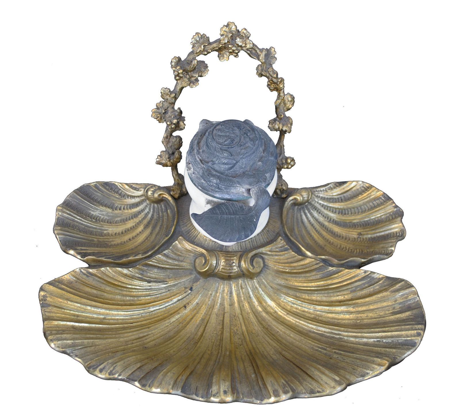 Inkwell In Gilded Bronze Shell Saint Jacques Xi Xth