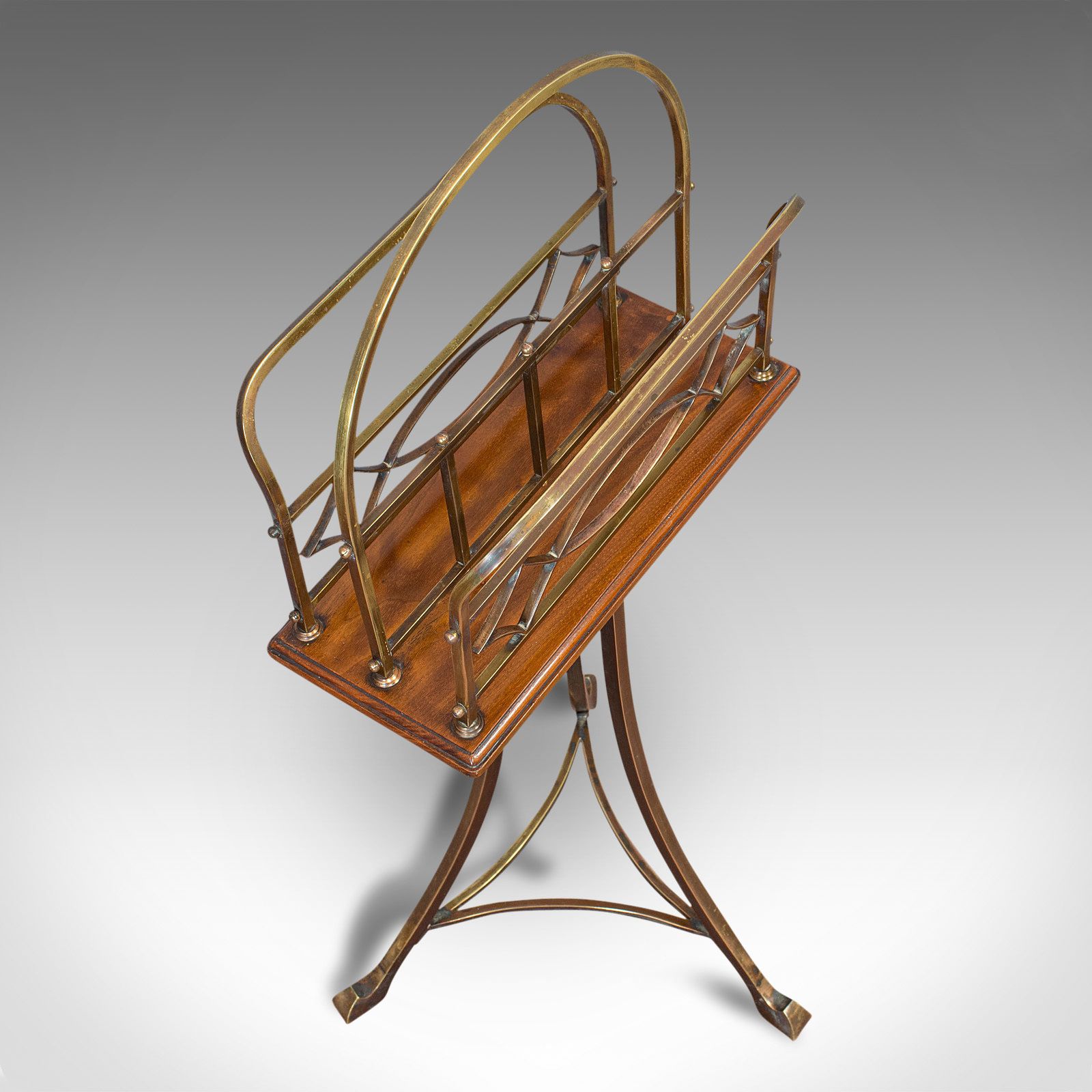Antique Newspaper Stand, French, Walnut, Brass, Magazine, Music Rack, Victorian photo buy