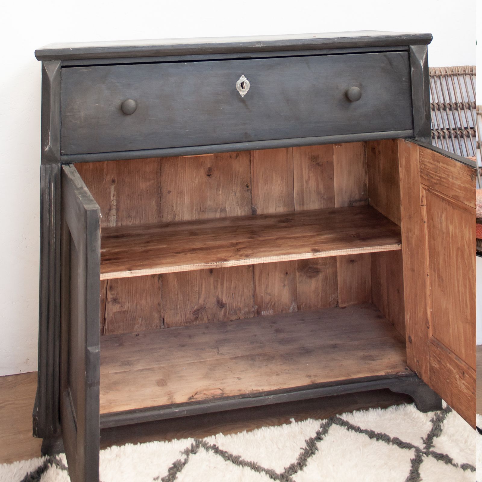 Vintage Black Wooden Cupboard photo vintage