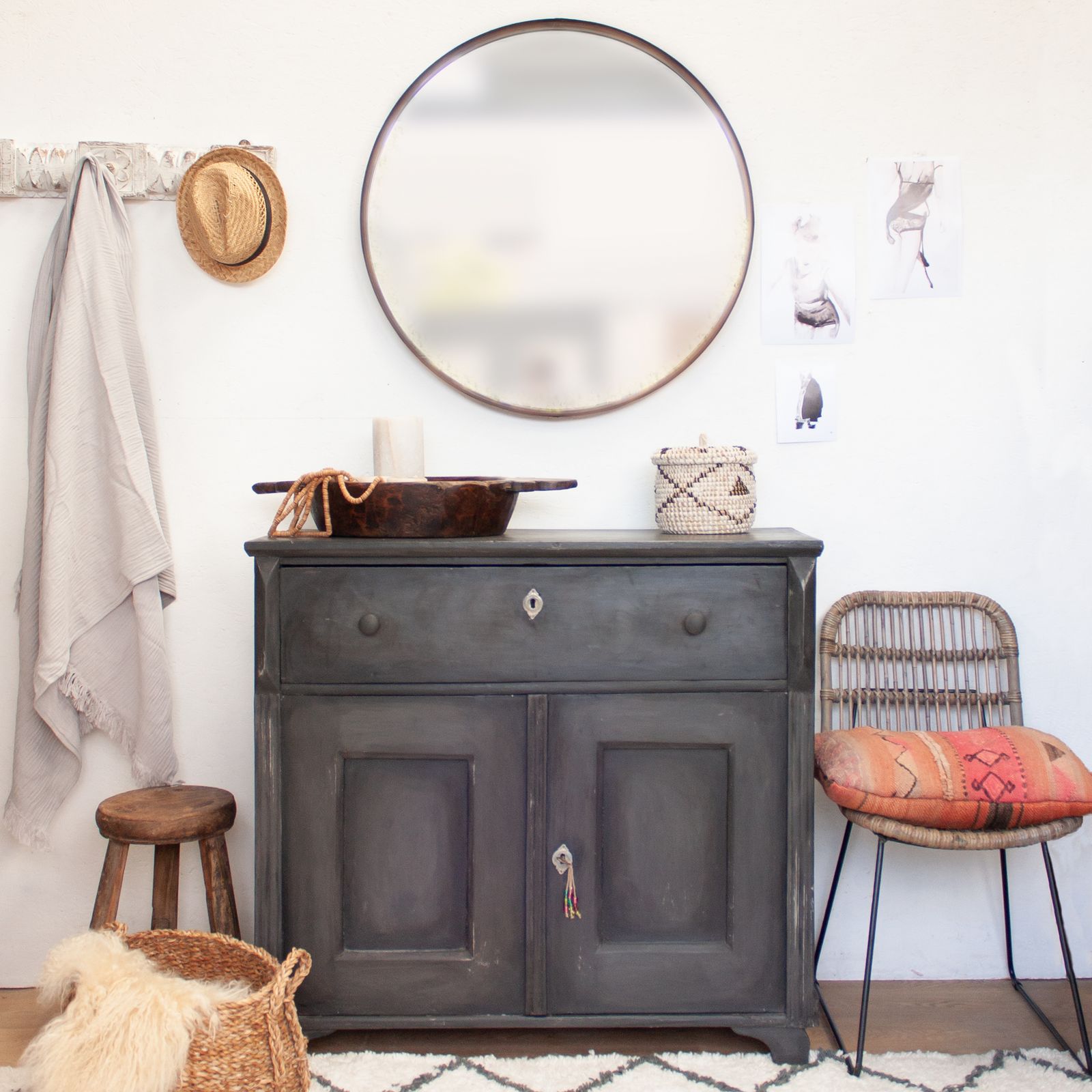 photo furniture Vintage Black Wooden Cupboard