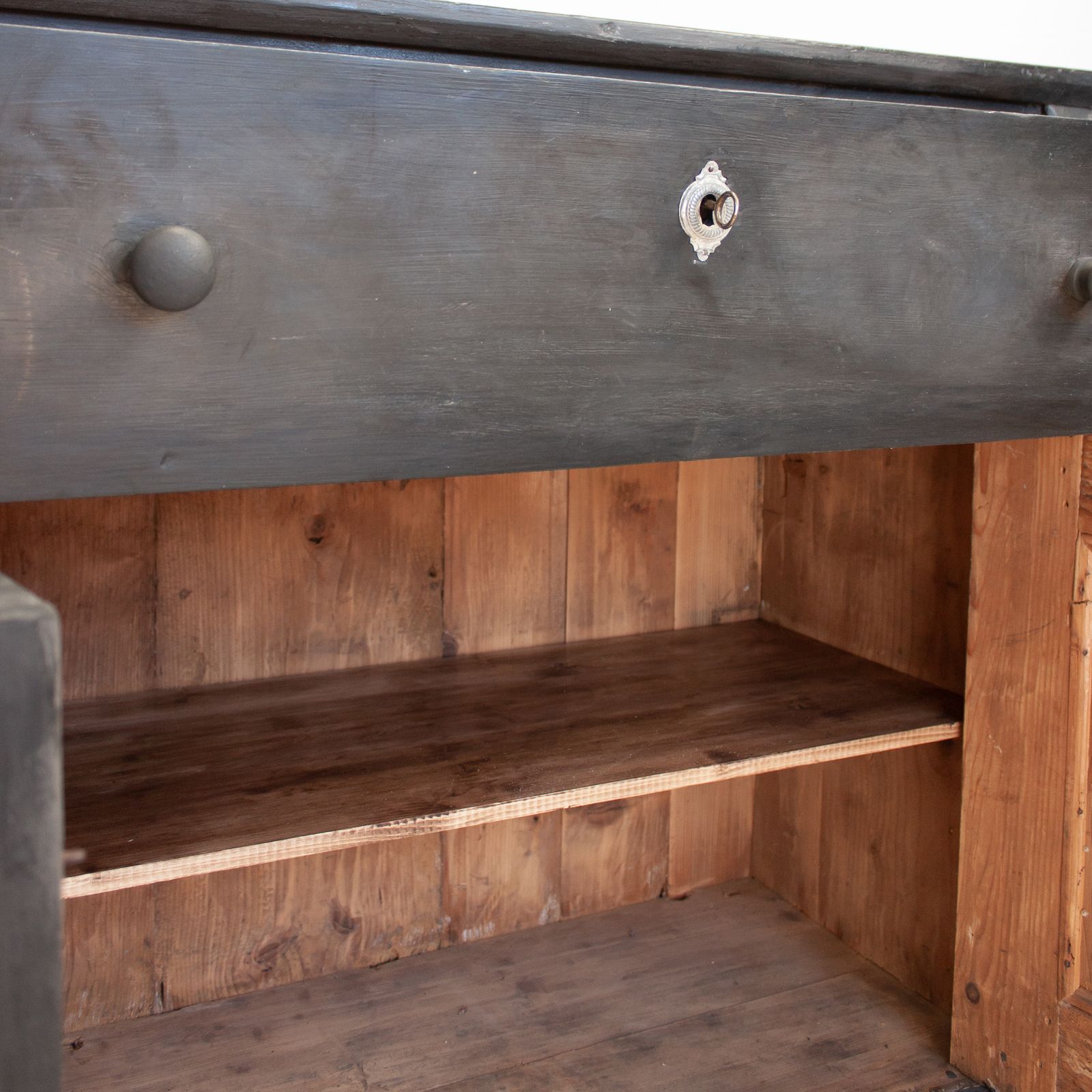 Furniture Vintage Black Wooden Cupboard photo