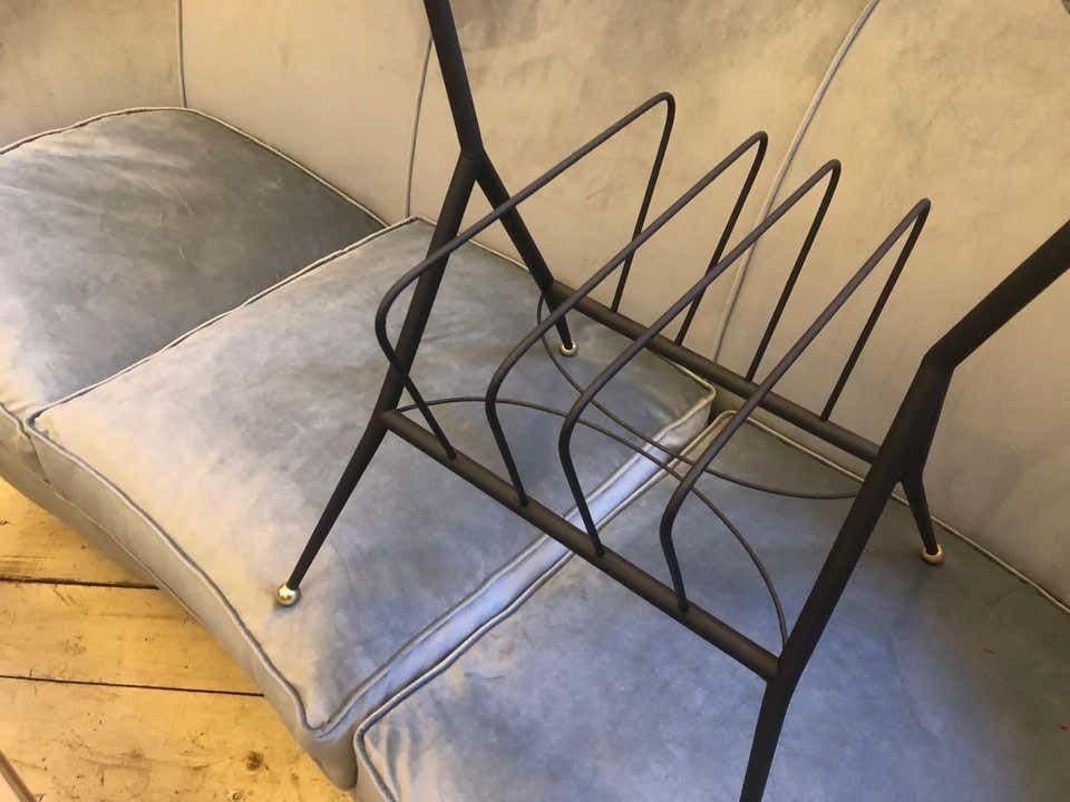 Mid Century Modern Metal And Brass Italian Magazine Rack, Circa 1950 photo 632.0
