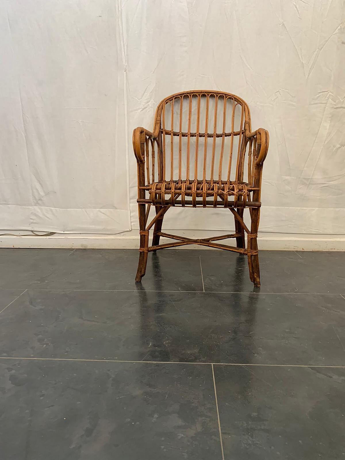 Italian Armchair In Bamboo And Wicker, 60s photo furniture