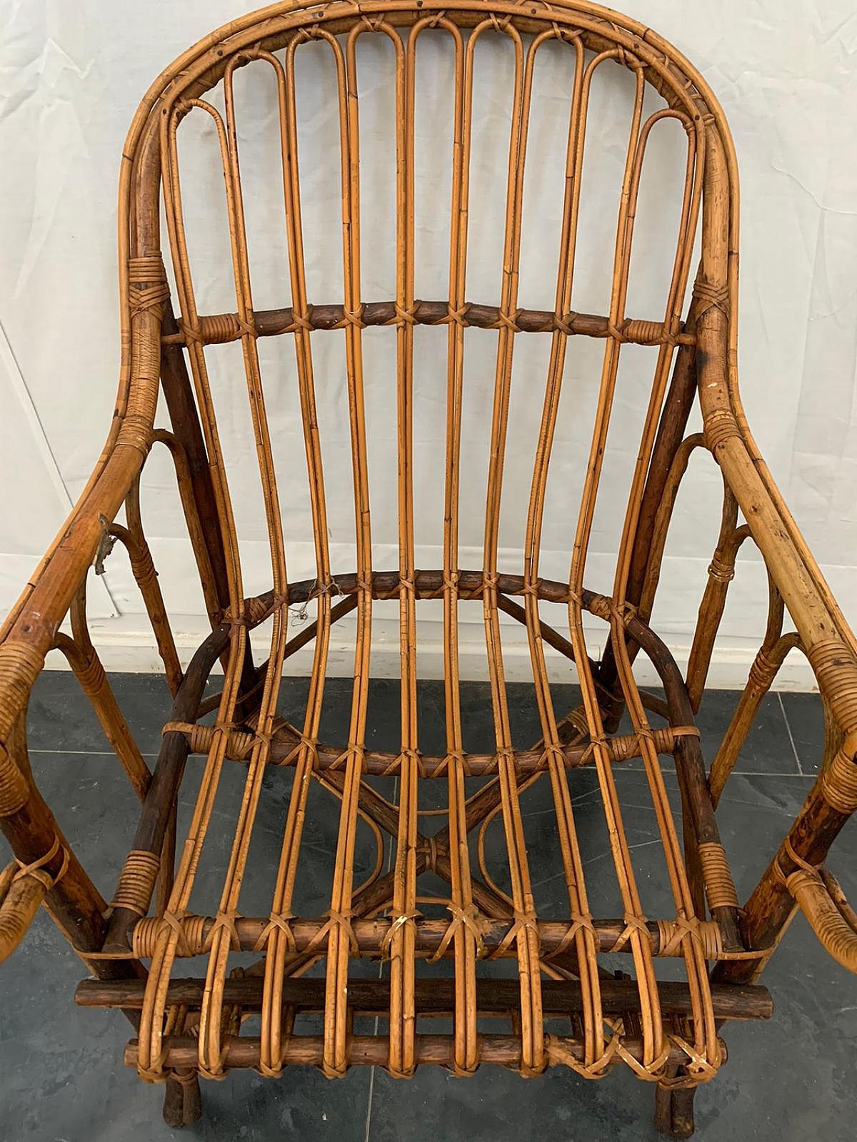 Italian Armchair In Bamboo And Wicker, 60s photo vinterior