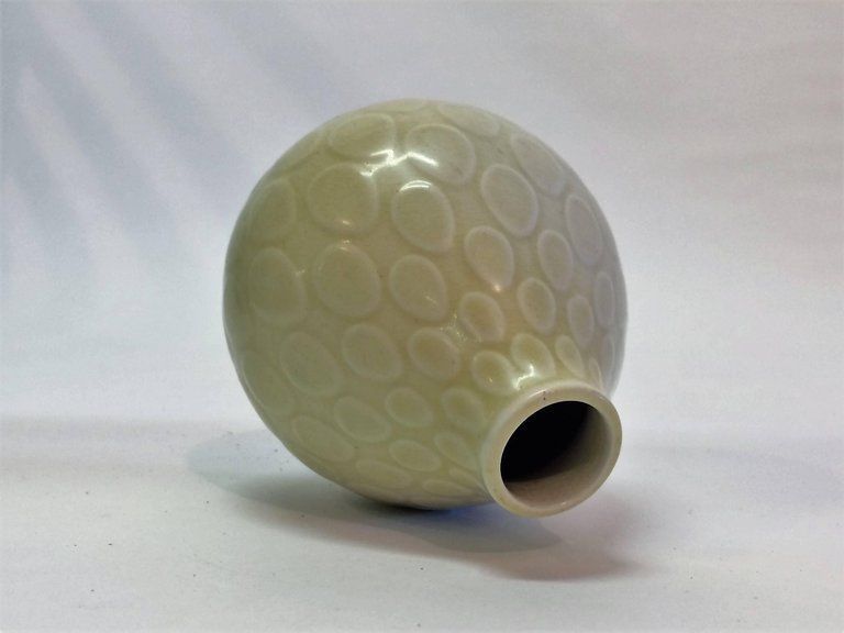 1950s Nils Thorsson Yellow Faience Marselis Vase Aluminia Royal Copenhagen photo furniture