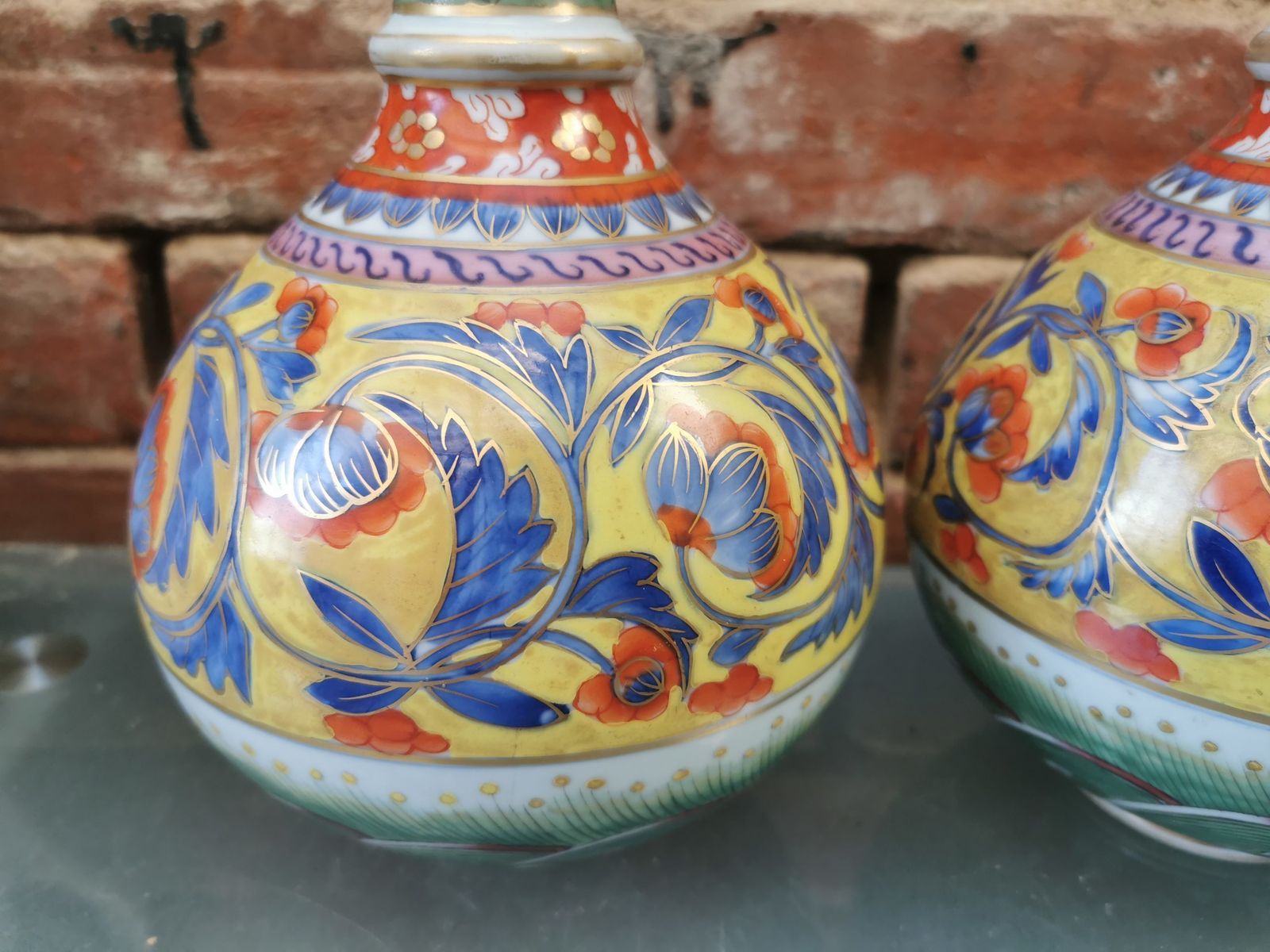 Pair Of Antique Clobbered Ware Vases, Probably French Dating From Late 19th Century photo Home Decor