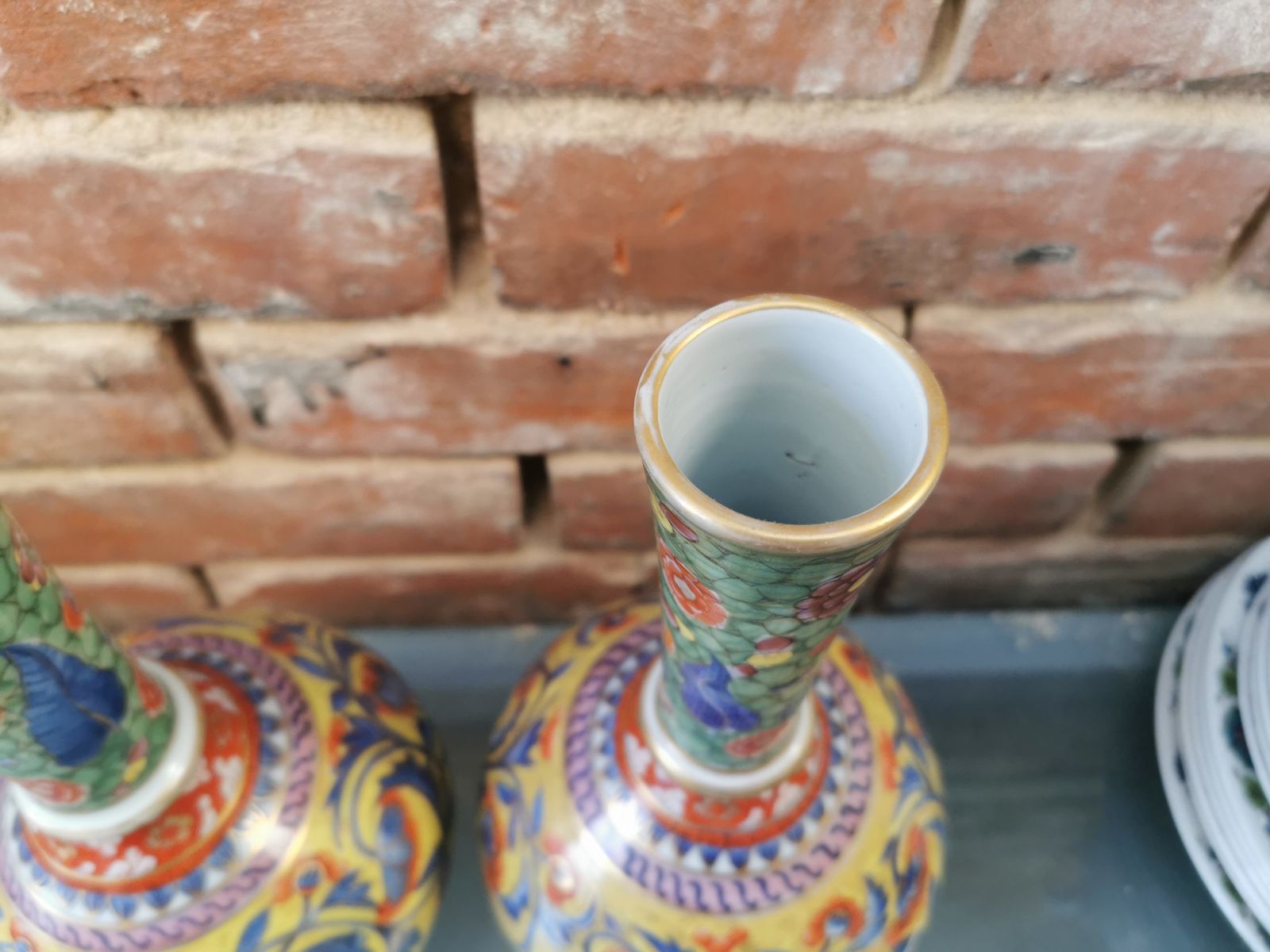 Pair Of Antique Clobbered Ware Vases, Probably French Dating From Late 19th Century photo buy
