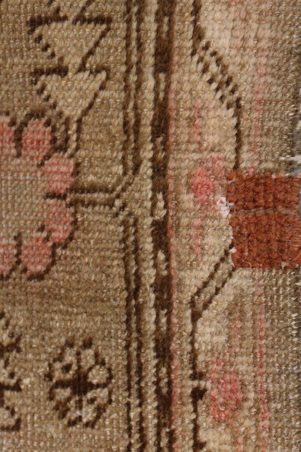 Rust Traditional Antique Handmade Khotan Rug, Pink Wool Central Area Rug Sale photo vinterior