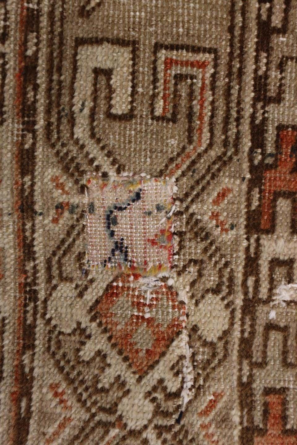 Rust Traditional Antique Handmade Khotan Rug, Pink Wool Central Area Rug Sale photo vintage