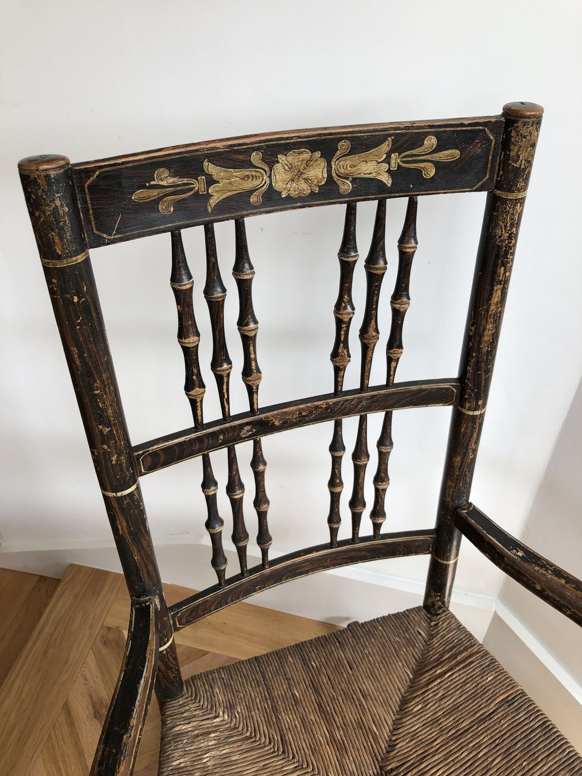 Regency Rocking Armchair In Original Paint. Rare Antique Country Chair. photo Furniture