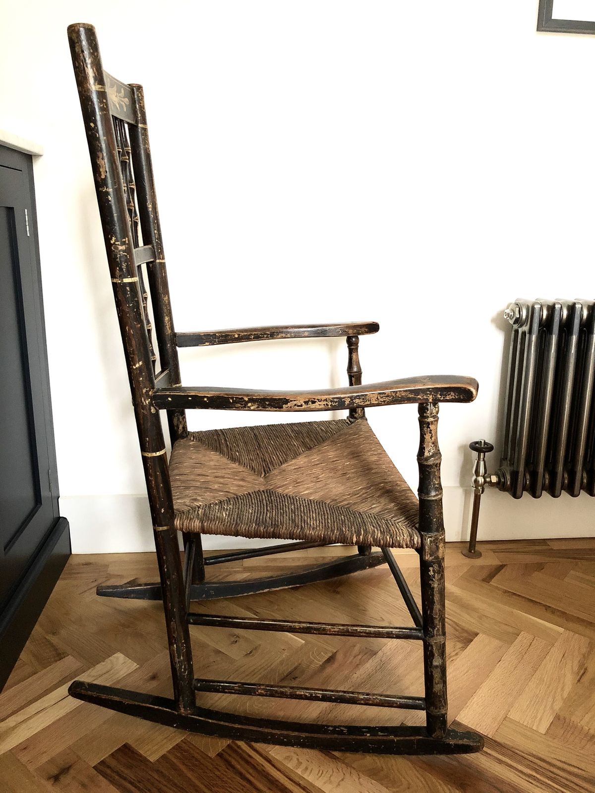 Regency Rocking Armchair In Original Paint. Rare Antique Country Chair. photo 450.0