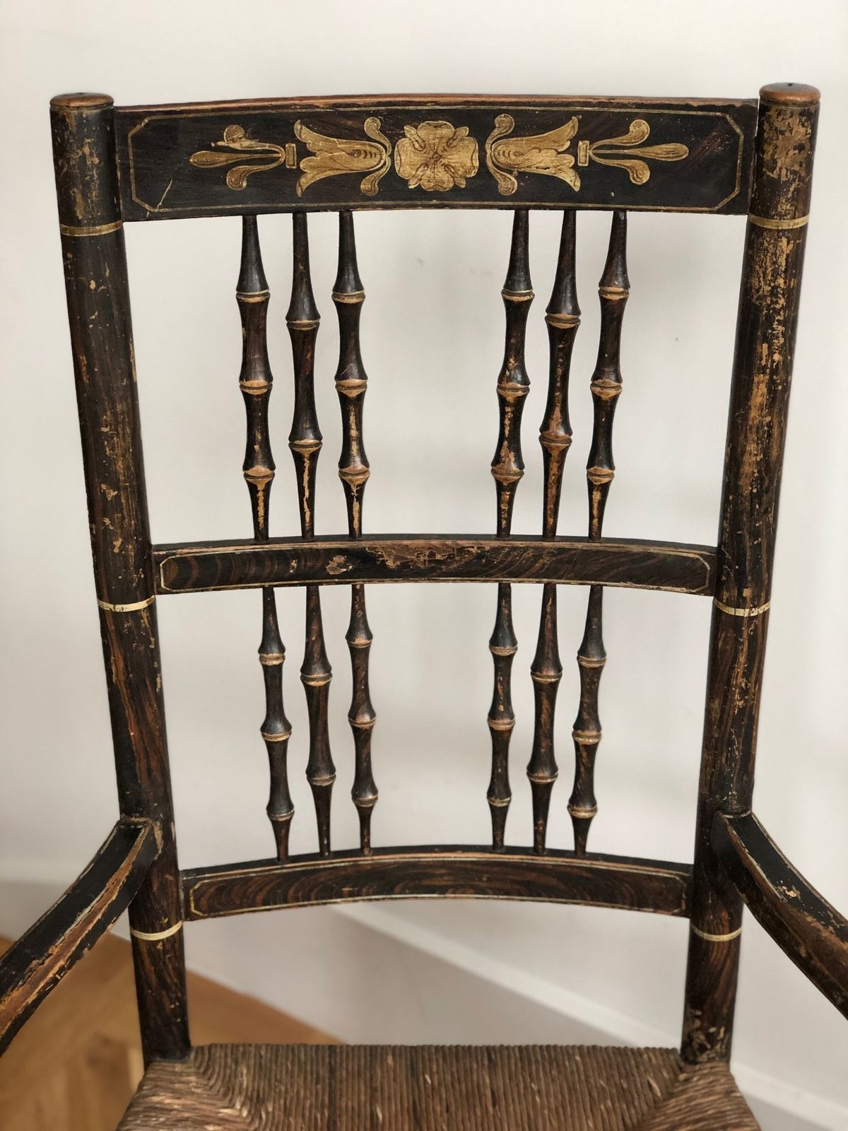 photo furniture Regency Rocking Armchair In Original Paint. Rare Antique Country Chair.