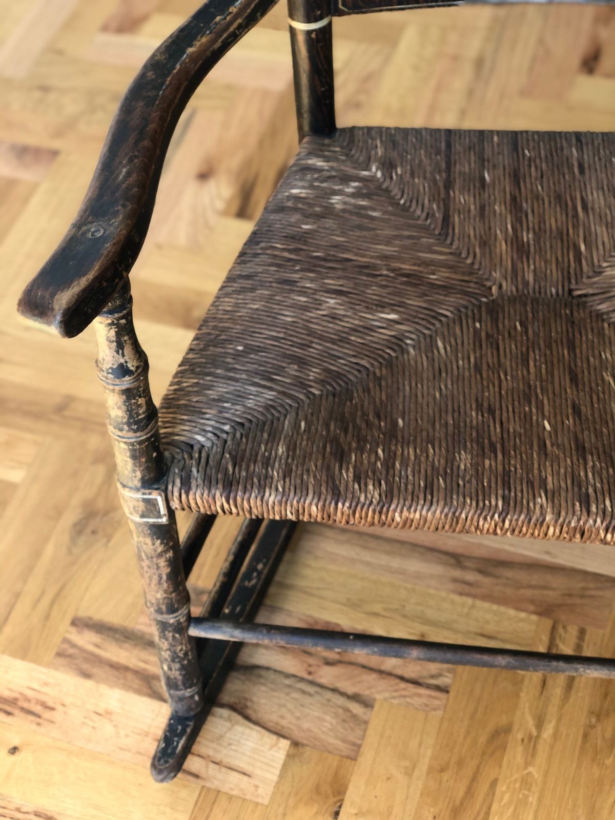 photo for sale Regency Rocking Armchair In Original Paint. Rare Antique Country Chair.