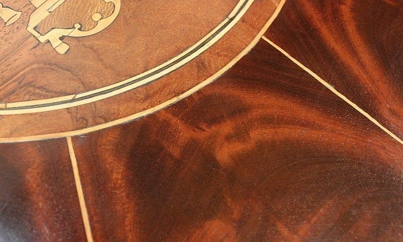 photo for sale Burr Mahogany Veneer And Marquetry Pedestal Table, Charles X Period   Early 19th Century