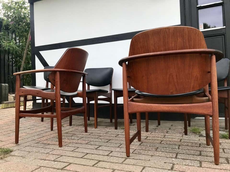Arne Hovmand Olsen King And Queen Dining Chairs In Teak, Jutex 1950s, Set Of 6 photo furniture
