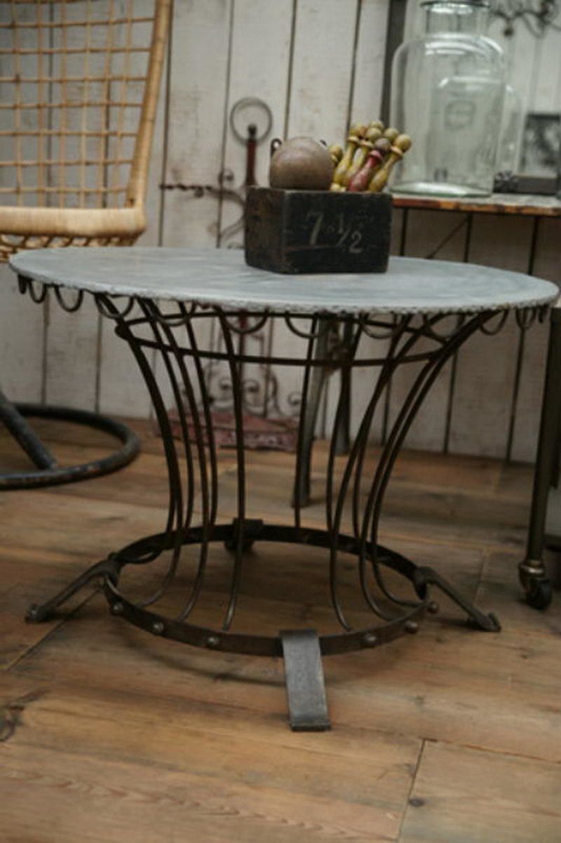 Coffee Table Made Of Metal And Zinc Top photo for sale
