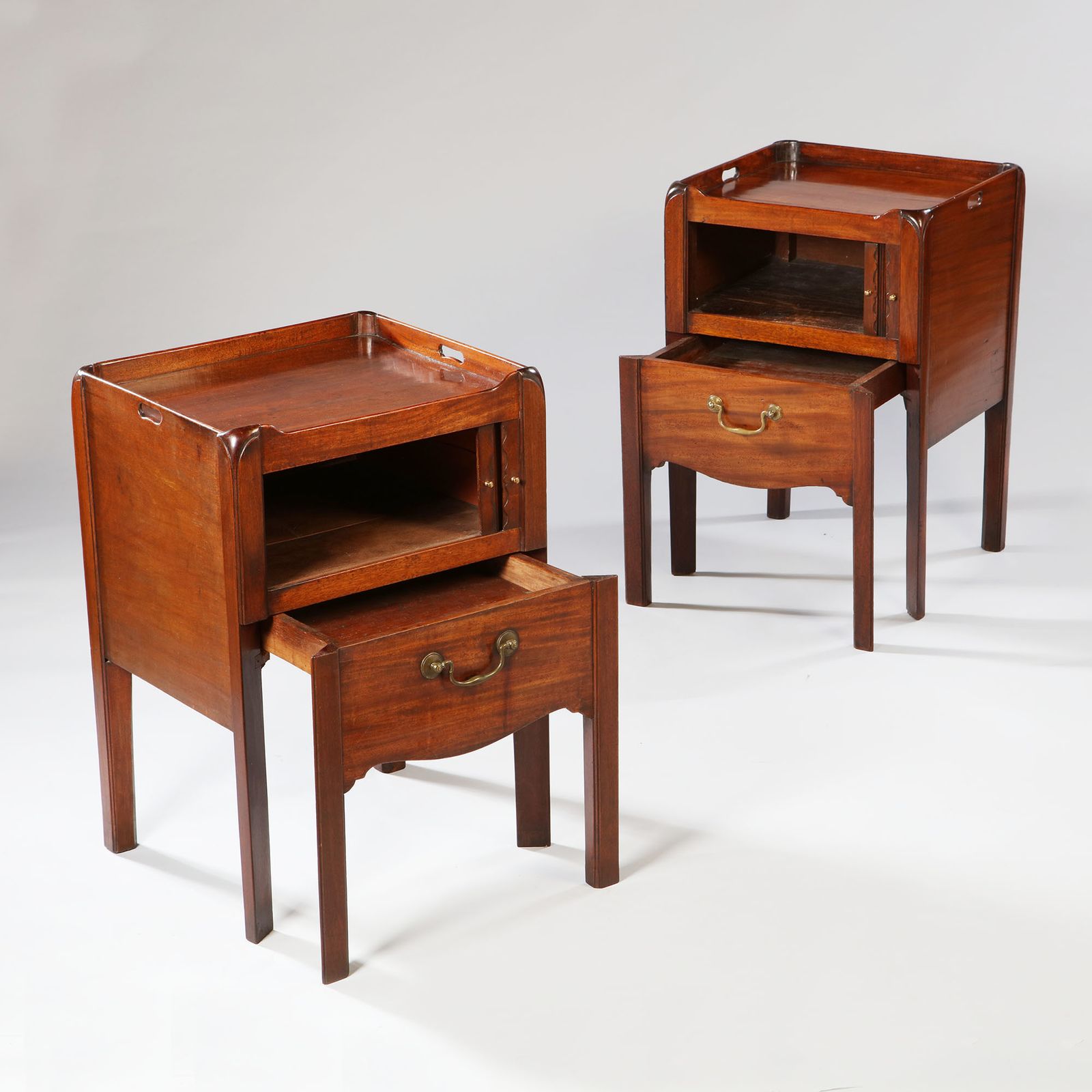Pair Of George III Period Tray Top Mahogany Bedside Cabinets photo furniture