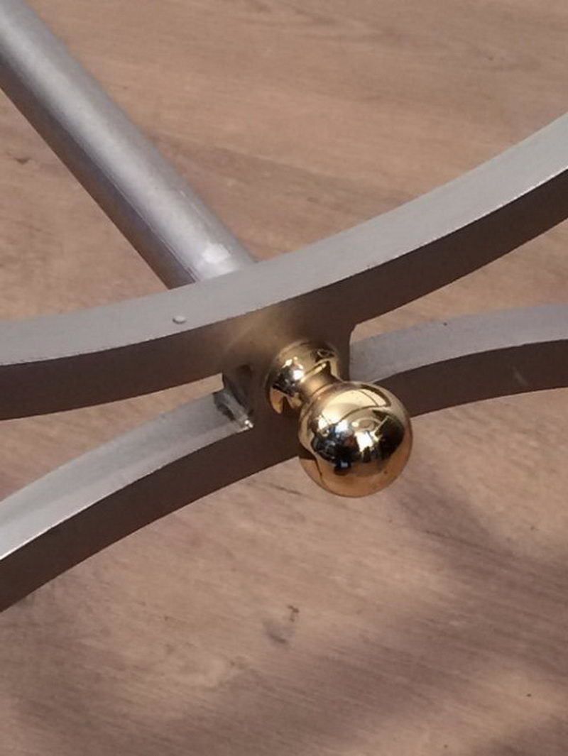 Maison Jansen. Brushed Steel And Brass Coffee Table With Swanheads And Feet. Circa 1970 photo vintage