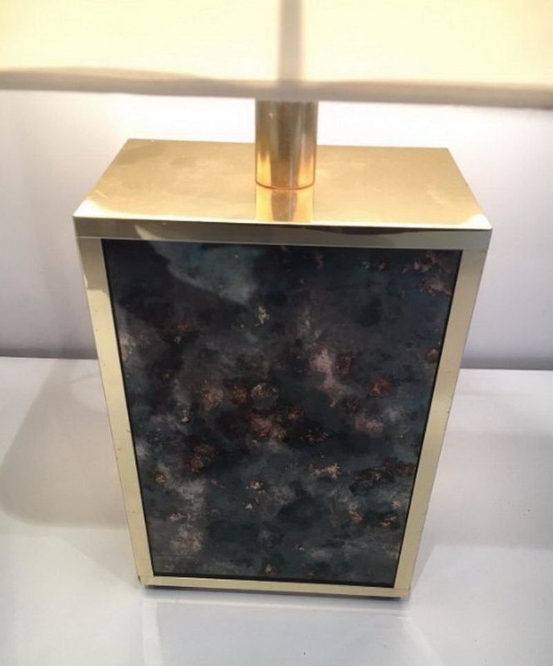 In The Style Of Aldo Tura. Foxed Glasses And Gild Metal Lamp. Circa 1970 photo Lighting