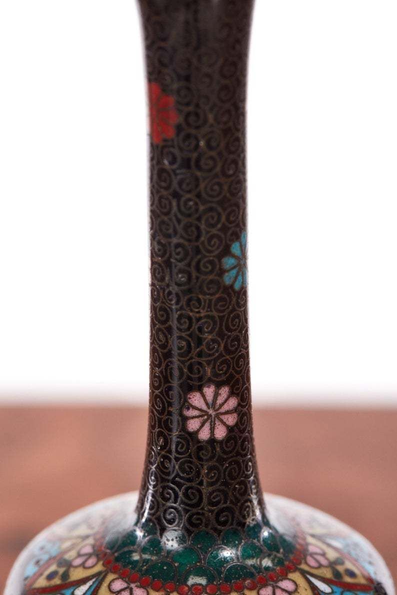 Unusual Antique Miniature Japanese Cloisonne Vase photo for sale