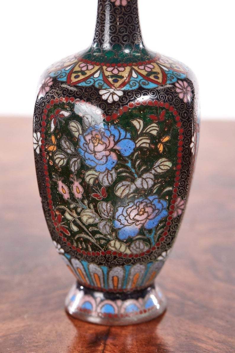 Unusual Antique Miniature Japanese Cloisonne Vase photo 395.0