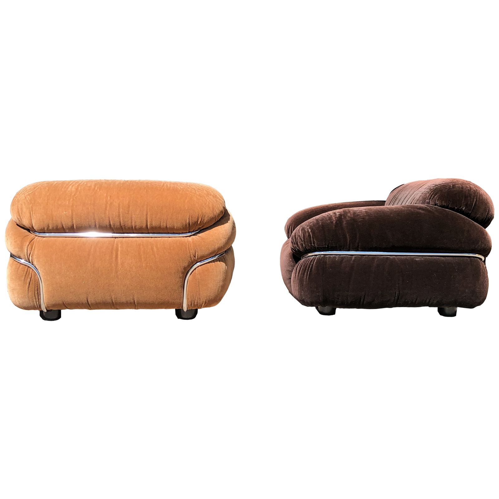 Pair Of Sesann Space Age Alpaca Velvet Lounge Chairs By Gianfranco Frattini For Cassina, 1972 photo vintage
