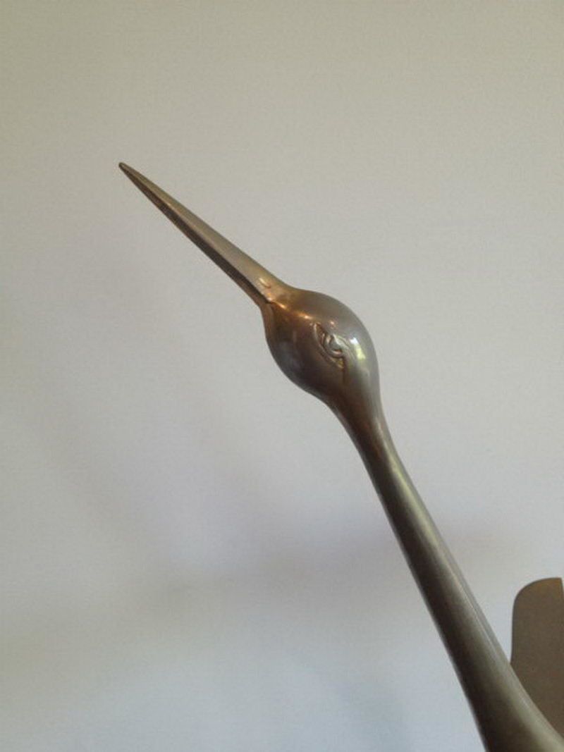 Unusual Styled Bird Made Of Metal And Shell. Circa 1960 (The Shell Has A Small Repair) photo for sale
